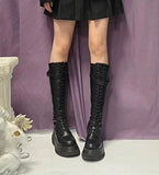 KYLETHOMASW  -  Footwear Lace-up Shoes For Woman Platform Women's Boots With Laces White Long Winter Knee High Shaft Sale Hot Stylish Goth