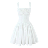 KYLETHOMASW  -  Pretty Girl Summer White Tank Mini Dress Women Elegant Square Neck Sleeveless Dresses Short Holiday Robe Cotton Vestidos