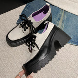 Kylethomasw  -  Women's genuine leather chunky heel platform lace-up oxfords high quality female punk espadrilles daily shoe women free shipping