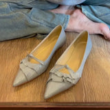 KYLETHOMASW  -  Genuine Leather Pointed Toe Women Flats Shoes Shallow Loafers Shoes Casual Walking Shoes Woman Sandals Trend Fashion Comfortable