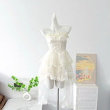 KYLETHOMASW  -  Summer French Elegant Fashion Mini Tube Top Dress Women's Elastic Waist Backless Sexy Tulle Boned Dress High-end Evening Gown