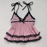 KYLETHOMASW  -  French Pink Lace Sexy Slim Suspenders Women New Pure Desire Sweet Fashion Vest Aesthetic Chic Hot Chick Summer Tank Tops