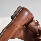 KYLETHOMASW  -  Autumn Winter Soft Leather Lace-up Women Ankle Boots Comfortable Flats Short Booties Fashion Bowknot Chelsea Boots Shoes Botas