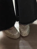 KYLETHOMASW  -  Gradient Bling Color Women Pumps Chunky Round Fashion Platform Shallow Bling Belt Buckle Shoes Spring Sequin High Heels