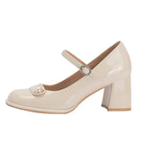 KYLETHOMASW  -  High Heeled Women's Spring/summer New Mary Jane Shoes Thick Heels High Heels Womens Leather Shoes Retro Round Toe Pumps