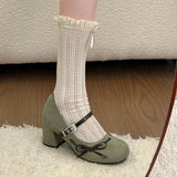 KYLETHOMASW  -  New Spring Thick Heel Women Mary Jane Shoes Fashion Rhinestone Buckle Strap Shoes Ladies Outdoor Elegant Dress Pumps