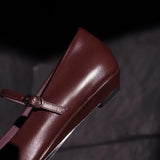 KYLETHOMASW  -  Summer Women's Genuine Leather Mary Jane Shoes Sandals Fashion Buckle with Square Toe Soft Bottom ladies Shoes