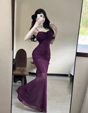 KYLETHOMASW  -  Women Dresses Sleeveless Mesh Patchwork Elegant Slash Neck Sexy Fashion Mermaid Dress Party Female French Style