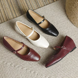 KYLETHOMASW  -  mary janes shoes woman height increasing flats soft leather ankle belt mocasines women elevator shoes zapatos de mujer 2025