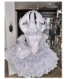 KYLETHOMASW  -  Sweet Princess Style High Waist Slimming Bow Dress Japanese Summer New Off-the-shoulder Lace-up Sleeveless Puffy Dresses