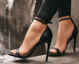 KYLETHOMASW  -  Sexy Rivet Thin Heels Women's Sandals with Breathable Ankle Straps for Party High Heels Sandal