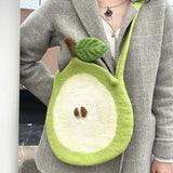 KYLETHOMASW  -  Cute Pear Shape Wool Felt Crossbody Bag Handmade Felt Fruit Mini Shoulder Purse Women Girls Small Phone Coin Messenger Bag