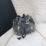 KYLETHOMASW  -  2024 Fashion PU Leather Floral Women Shoulder Bag Casual Bucket Lace Crossbody Bags for Female Shopping Party Bags