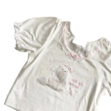 KYLETHOMASW  -  Chic Short Sleeve T-Shirt Women's Summer Dopaamine Sweet Short Style Cat Lace Trim Cotton Polyester Print round Neck Top