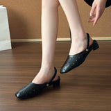 KYLETHOMASW  -  Hollow Women's Sandals Heels Slippers Beach Mules Shoes 2025 Summer Trend Chunky Leather Shoes Casual Flip Flops Mujer Slides