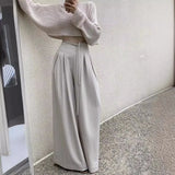 KYLETHOMASW  -  Early New Product Retro Temperament Drawstring Design Sense High Waist Hanging Sense Casual Mopping Pants Wide Leg Pants