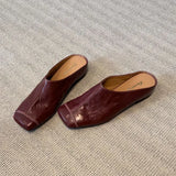 KYLETHOMASW  -  Women Genuine Leather Wrapped Cool Slippers Women Casual Flat Half Slippers Outdoor Comfortable Women Shoes Fashionable New
