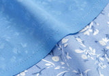KYLETHOMASW  -  Retro French Style Blue Floral Print Square Collar Dress Puff Sleeve Elastic Ruched Chest Woman Dresses Holiday Robe Female