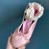 KYLETHOMASW  -  Rarely-seen ballet shoes for women - new style with bow ties and satin fabric Mary Jane flats with flat soles, single shoes.