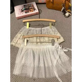 Kylethomasw Korean Polka Dot Mesh Solid Color Casual A-line Skirt Women 2025 Spring New High Waist Hollow See-through Sexy Mini Skirt