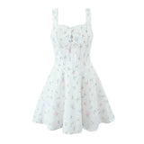 KYLETHOMASW  -  Sexy Backless Floral Print Sling Mini Dress For Women Sleeveless A-line Summer Holiday Party Robe Lady Birthday Dress Lace Up