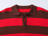 KYLETHOMASW  -  Hot Selling New Striped Knit Polo Shirt Spring V Neck Pullover Top Elegant Casual Style Daily Fashion Knitwear For Women