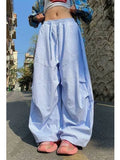 KYLETHOMASW  -  Striped Cargo Pant Women Summer High Waist Y2K Wide Leg Pants American Fashion Loose Dance Streetwear Lady Long Trousers