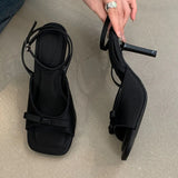 KYLETHOMASW  -  Black Footwear Ladies Thin Heels Shoes New 2025 Female Fashion Butterfly-Knot Shallow Women Pumps Heels Shoes Sandals