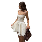 KYLETHOMASW  -  Sweet Dress Women Backless Shirring Jacquard Slip Y2K Hollow Elegant Birthday Banquet Party Summer Trend Chic Bodycon