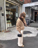 KYLETHOMASW  -  Women Thick Coat Solid Color Fleece Jacket Casual Style Loose Long Sleeve Warm Outerwear Autumn Winter Wear Coat For Ladies