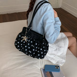 KYLETHOMASW  -  Women's Small Polka Dot Ruched Bow Shoulder Bag Sweet Retro Aesthetic Daily Dating Shopping Underarm Bag New Trend Handbags