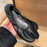 KYLETHOMASW  -  New Elegant Split-Toe Tabi Flats Women's Premium Soft Leather Bow Knot Soft Sole Ballet Shoes Versatile Daily Date Shoes