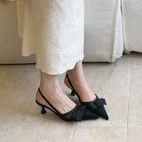 KYLETHOMASW  -  Spring Butterfly-Knot Ladies Thin Heels Sandals Mules Female Pumps Fashion Pointed Toe Elegant Women Heels Sandal Shoes