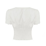 KYLETHOMASW  -  Fashion Solid Simple V-Neck Slim Fit Women Sexy Sheer Shirts Lace Spliced Button All-Match Blouses