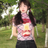 KYLETHOMASW  -  high neck short sleeved women's summer new print slim fit T-shirt, sweet and cool spicy girl top
