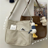 KYLETHOMASW  -  Japanese Simple PU Leather Crossbody Bag Shoulder Bags Large Capacity Tote Bag Woman Bags Student Commuter Storage Bag