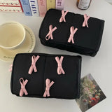 KYLETHOMASW  -  Pink Bowknot Nylon Vertical Makeup Bag Pencil Case Partitioned Bow Cosmetic Bag Waterproof Makeup Brush Storage