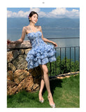 KYLETHOMASW  -  3DThree Dimensional Floral Rose Vintage Waist Cinched Strapless Mini Dress Women Summer Sleeveless Runway Dreses Female Clothing