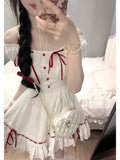 KYLETHOMASW  -  Japanese Cute Sweet Summer Slim Bow Kawaii Dress Women New Design Hepburn Casual Fashion Patchwork White Dresses Female