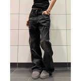 KYLETHOMASW  -  Women's Black Baggy Jeans Wide Fit Ripped Denim Pants Y2K Japanese Harajuku 2000s High Street Goblin Core American Retro