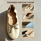 KYLETHOMASW  -  Sweet Bow Ballet Flats Shoes Round Toe Suede Flat Loafers Ladies Soft Comfortable Slip‑on Ballerina Shoes Casual Dress Footwear