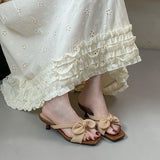 KYLETHOMASW  -  Low Heel Female Slides Women Slippers Shoes Luxury Footwear Fashion Butterfly-Knot Ladies Heeled Slippers Sandals Shoes Pumps