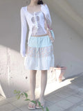KYLETHOMASW  -  Prairie Chic Vintage Print Patchwork Skirt Umbrella Panelled Sweet A-line Mujer Faldas Slim Preppy Style Drawstring Fresh Falda