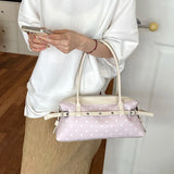 KYLETHOMASW  -  Korean Style Polka Dot Small PU Leather Top Handle Bag Ladies Contrast Color Shoulder Crossbody Bags New Trend Handbag
