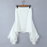 KYLETHOMASW  -  French Style Irregular Summer Midi Skirt Lace White 100% Cotton A-line Casual Women Long Ruffles Y2K Vocation Ladies Skirt Falda
