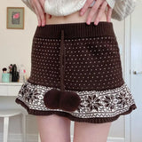 KYLETHOMASW  -  Mini Skirts Women Floral Printed Bandage Slim Stretch Autumn Winter Sexy Knitted Skirt Y2k Grunge Streetwear Ladies