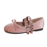 KYLETHOMASW  -  silver glitter ballet flats women round toe riband cross-tied bow ballerina shoes crystal wedding bridesmaid flats shoes size 43