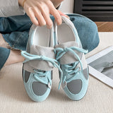KYLETHOMASW  -  Fashion Splicing Lace Up Flat Sneakers Women Round Toe Mixed Color Comfort Designer Shoe Lightweight Outdoor Running Casual Shoe