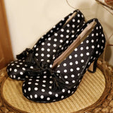 KYLETHOMASW  -  Bow Tassel Decoration Chunky Heel Women Pumps Fashion Polka Dot Elegant High Heels for Ladies Spring Party Designer Shoes