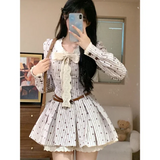 KYLETHOMASW  -  Autumn Trend Long Sleeves Floral Dress Women's 2024 New Elegant Lace Striped Dresses Casual Sense Of Luxury Party Short Dresses